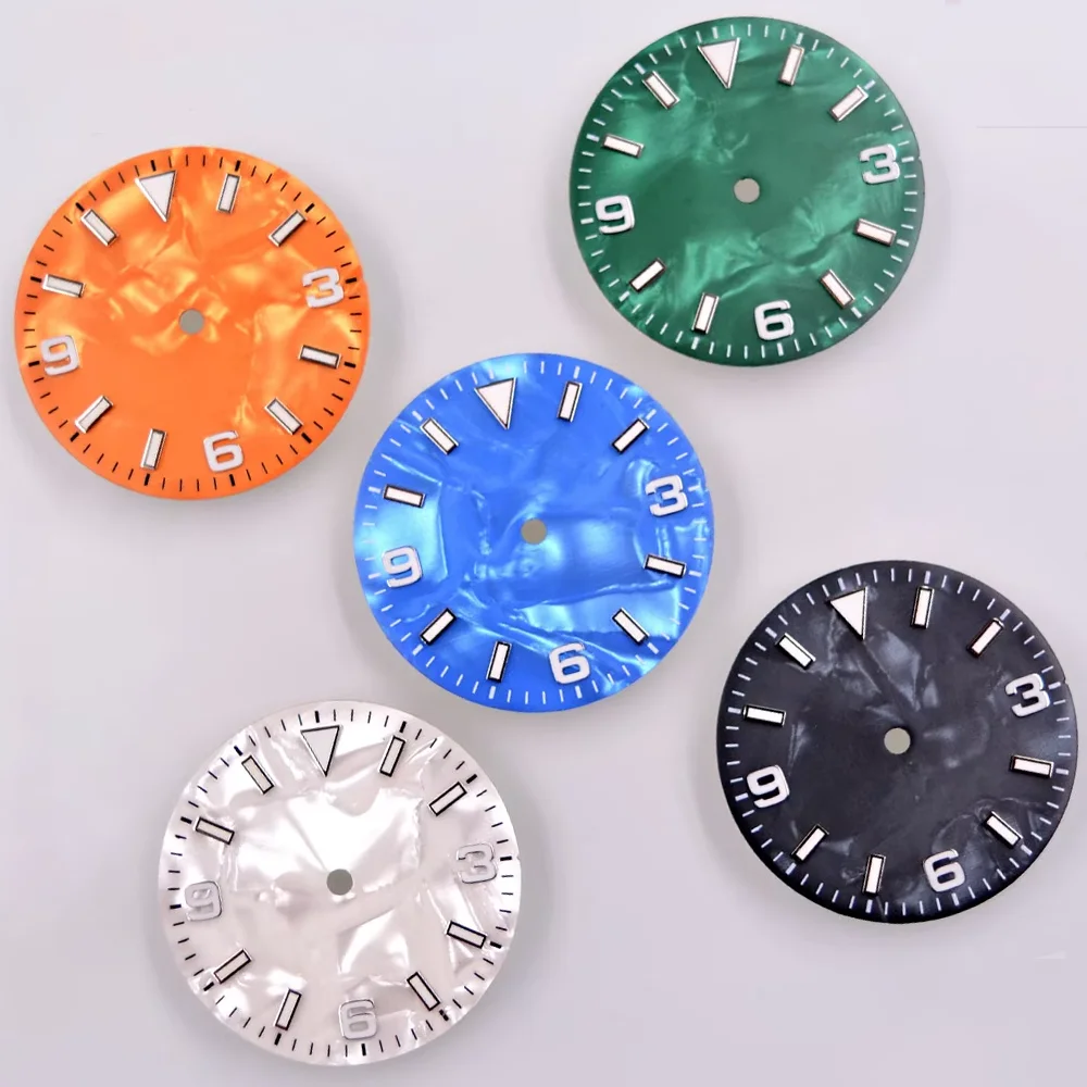 Зеленый светящийся циферблат для часов NH35A NH36 NH36A стерильный 29 мм