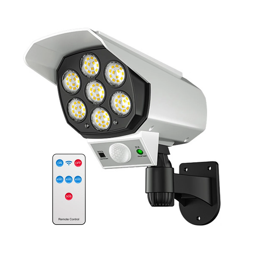 

77 LED Solar Lights 360 Degree Rotation Simulation Monitor Solar Lights Fake Monitoring Human Sensing Lighting Street Lights