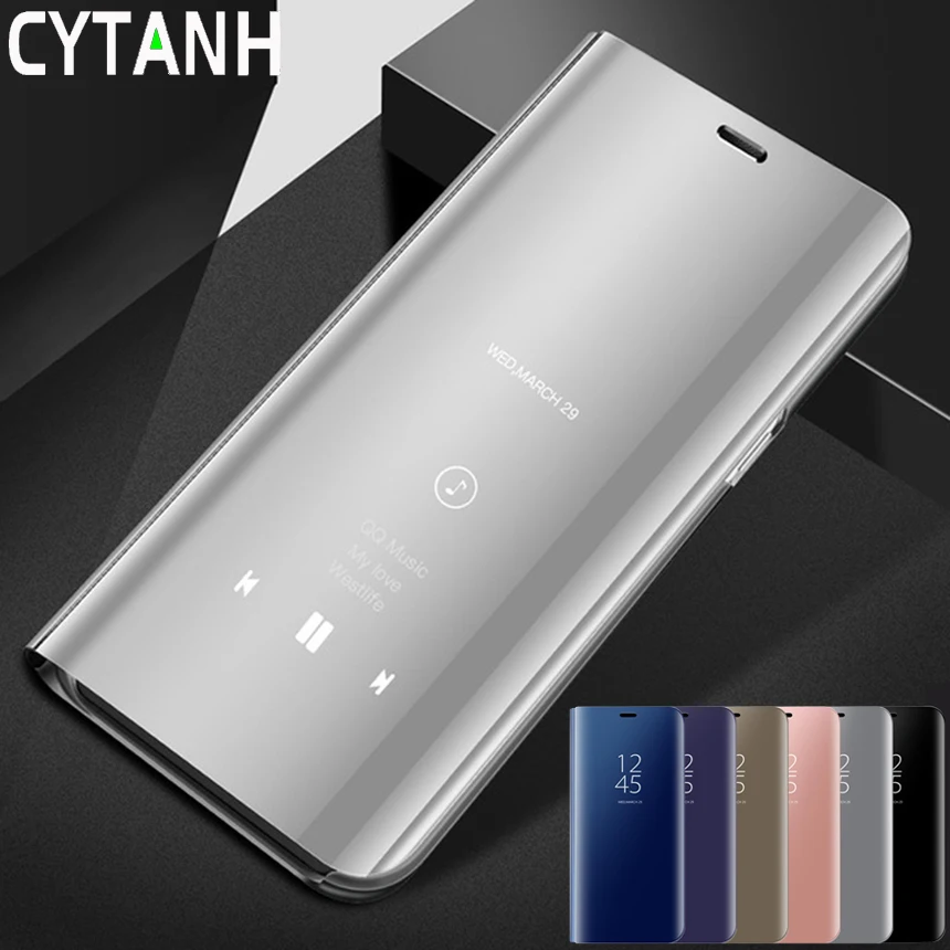 Умный зеркальный кожаный флип-чехол для Xiaomi Redmi Note 13 Pro с магнитной подставкой