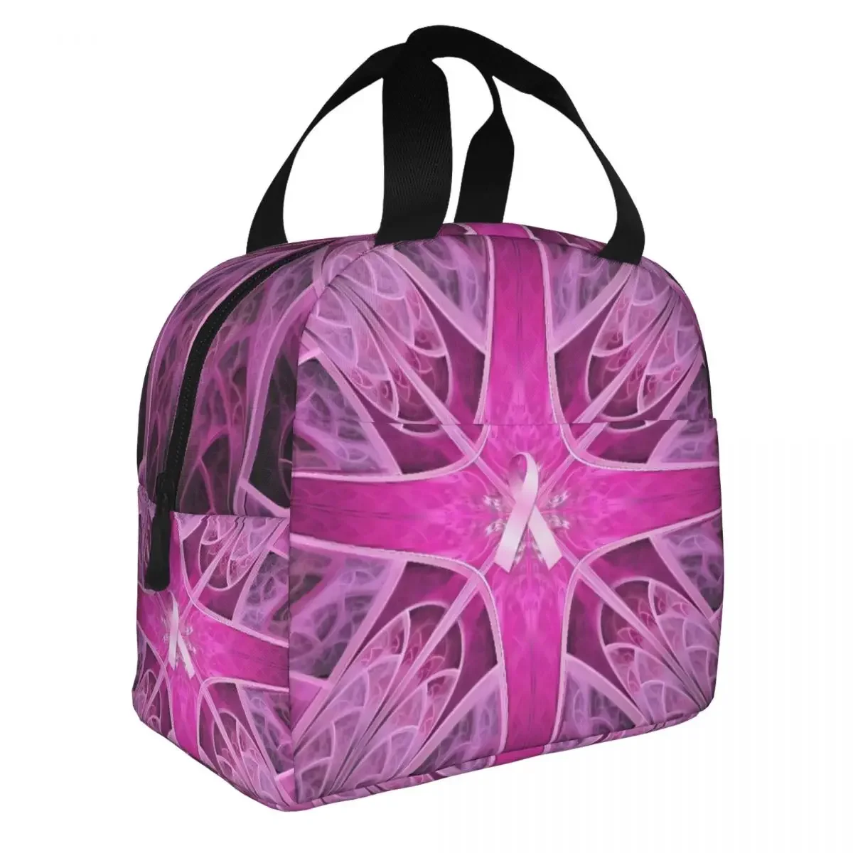 Розовый Ланч-бокс с лентой для рака груди изоляцией кемпинга путешествий