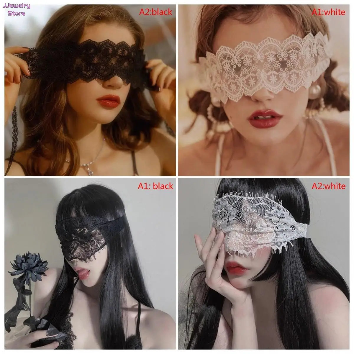 1pc Lady Sexy Lace Eye Mask Blindfolds Black White Cutout Patch Blindfolds Exotic Apparel Style Clothing for Female Hollow Game