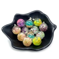 10 pcsbag of glass ball dried flower pendant colorful glass beads fashion charm jewelry diy necklace accessories wholesale