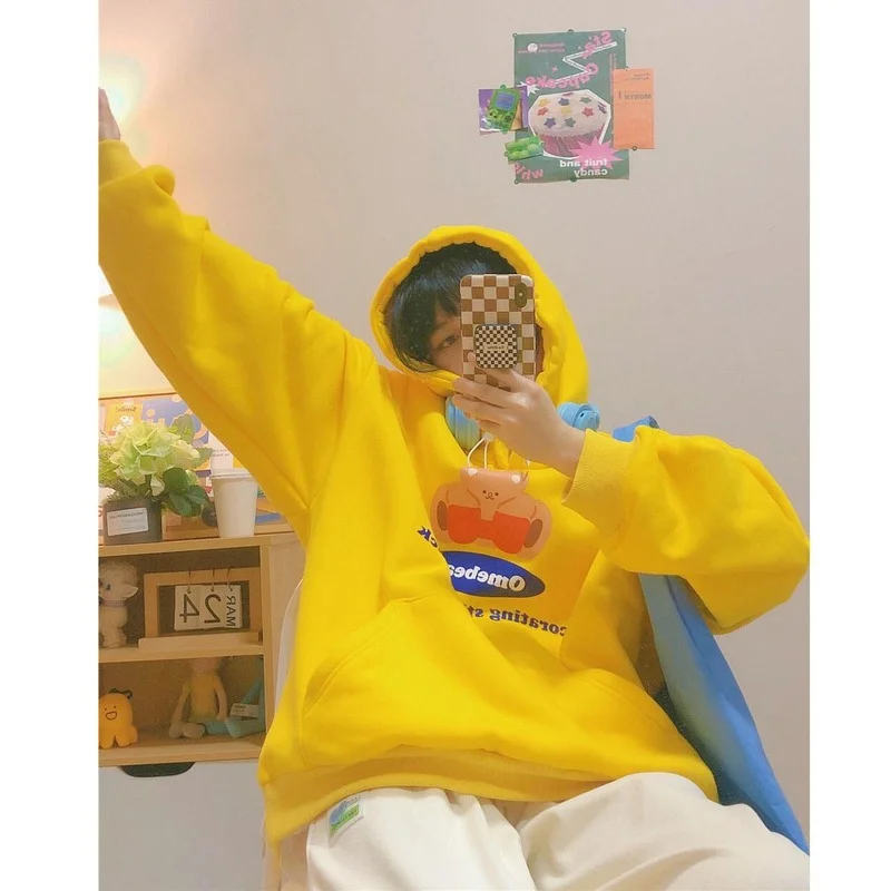 

Новинка Осень-зима 2022, милые женские толстовки в японском стиле преппи, женские свитшоты, Корейская шикарная уличная одежда, кавайная Толст...