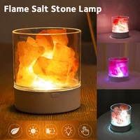 Flame Salt Stone Lamp USB Crystal Light Natural Salt Led Lamp Air Purifier Mood Creator Warm Light Lamp Room Decoration Lights