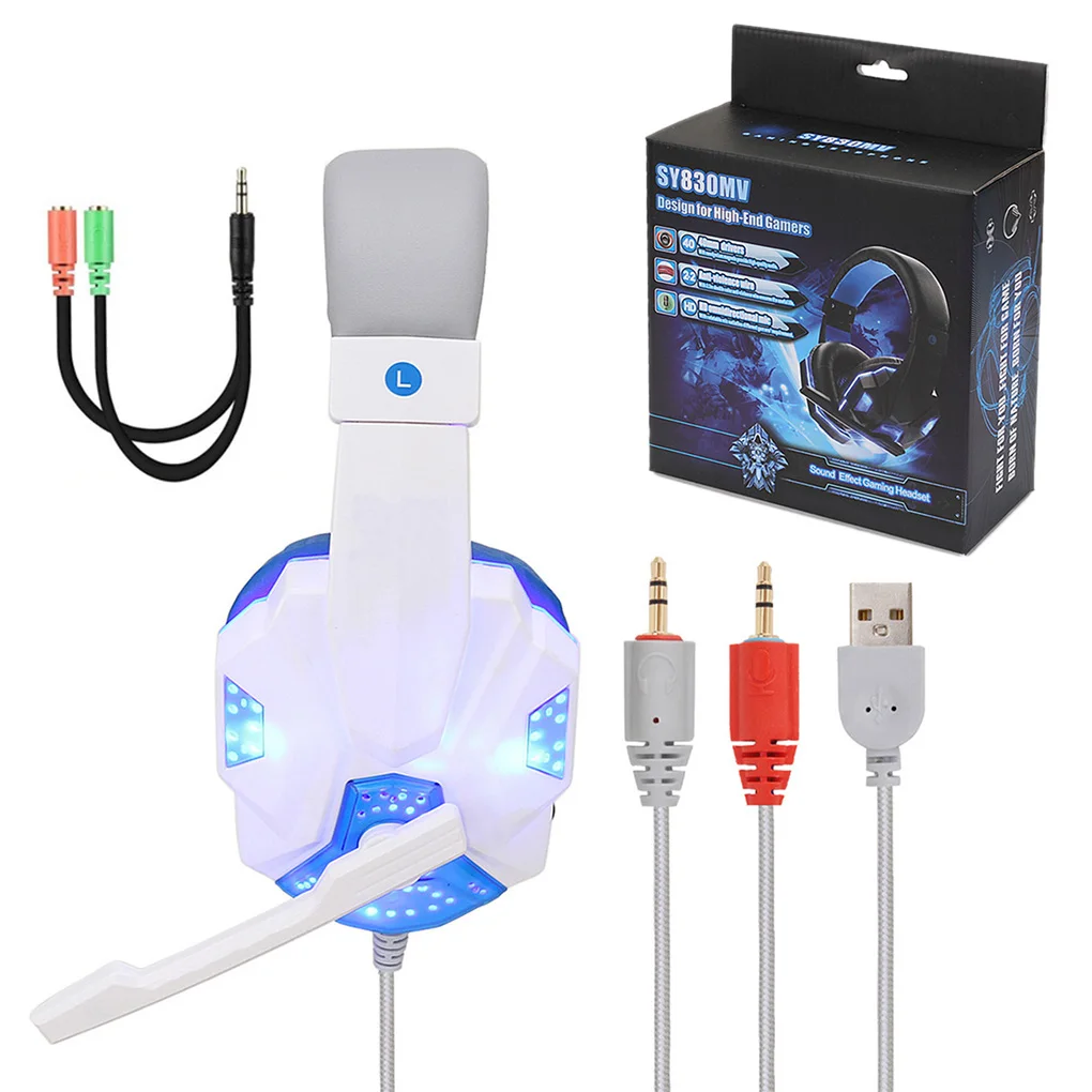 

Adjustable Bass Gaming Headphone Professional Computer Game Console Stereo Surround Sound 3.5mm Wired Led Light Gaming Earphone