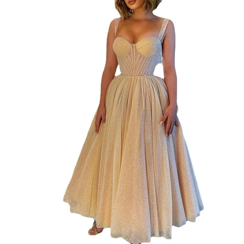 

New Women's Sleeveless Strap Dress Small Dress Mid length Dress