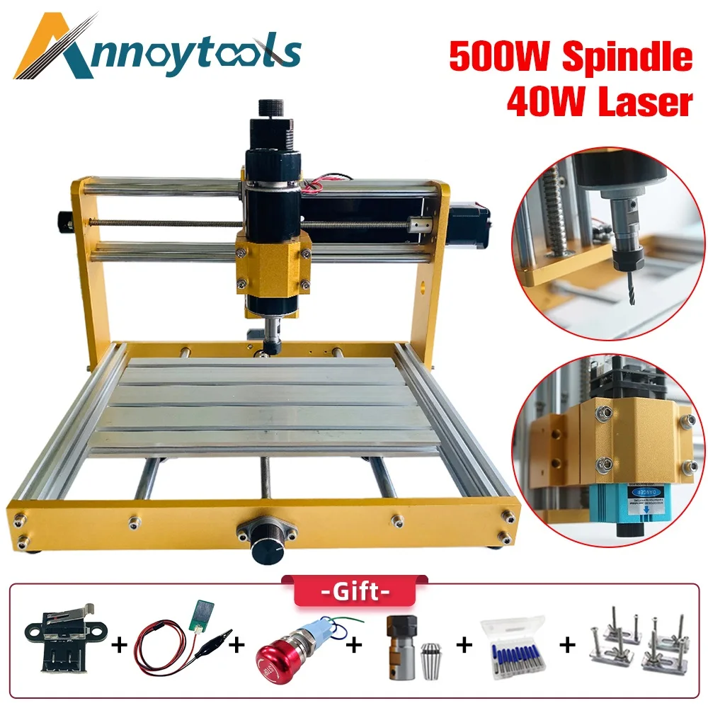 CNC 3018Plus Wood Router Upgrade 500W Spindle 40W Laser Engarver Milling Machine Suitable for Metal Acrylic MDF Carving enlarge