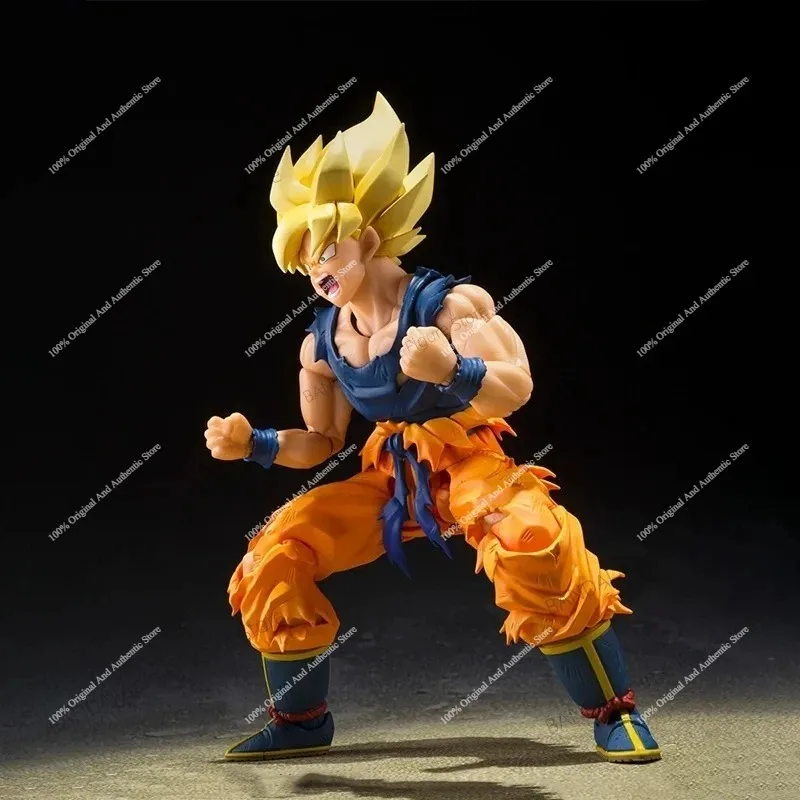 Фото В наличии 100% оригинальная фигурка Bandai SHFiguarts DBZ Супер Сайян Гоку с боевыми повреждениями, коллекционная аниме-фигурка, украшение для рабочего стола, подарок. №4