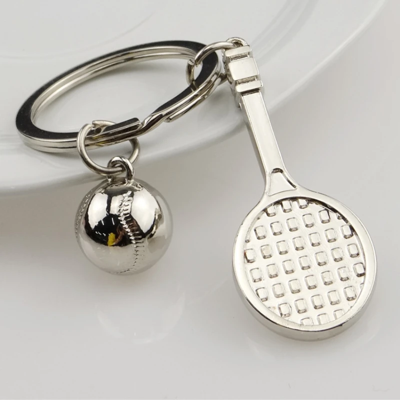 

Tennis Racket Keychain Sports Gift, Keyring,Silver Color, Charm Women Jewelry Man Accessories Pendant Fashion