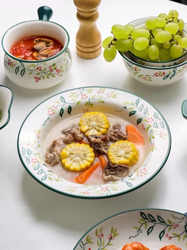 New Arrival Ceramic Dinner Set Household Rice Soup Bowl Square Salad Noodle Creative Dumpling Steak dessert Plate Stew Pot | Дом и сад