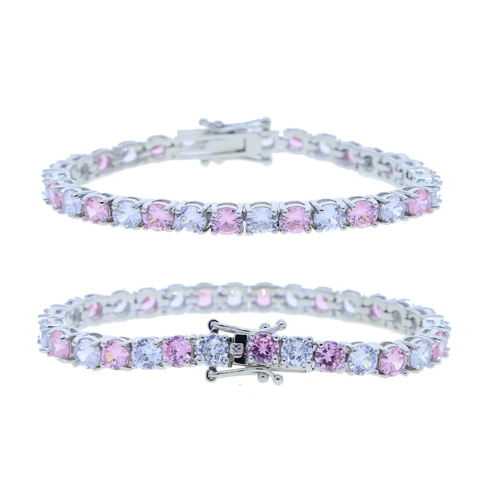 

Women Pink Tennis Chain Bracelet Gra Pink Moissanite Tennis Bracelet 925 Silver