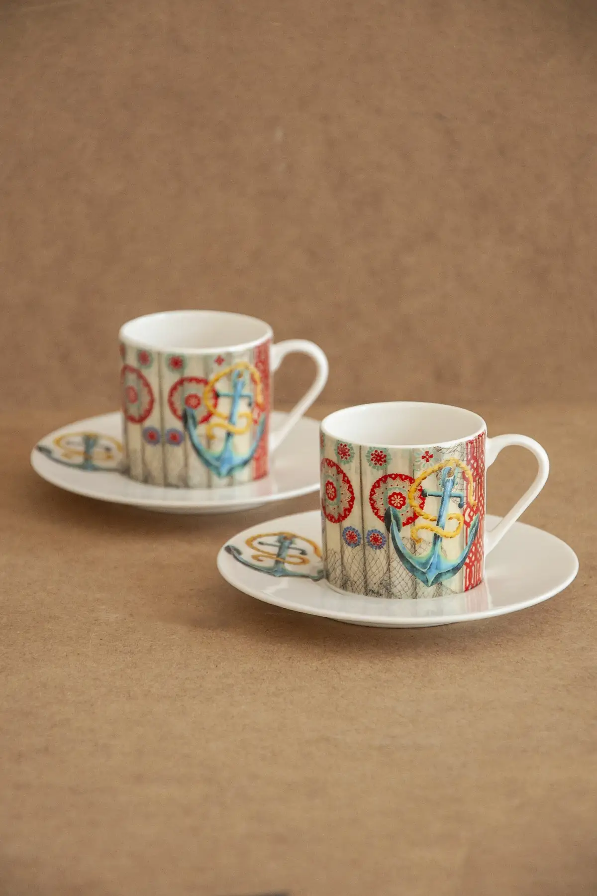 

Amazing Turkish Greek Arabic Coffee & Espresso Cup Set Retro Marine Pattern Two Personality Coffee Cup Set