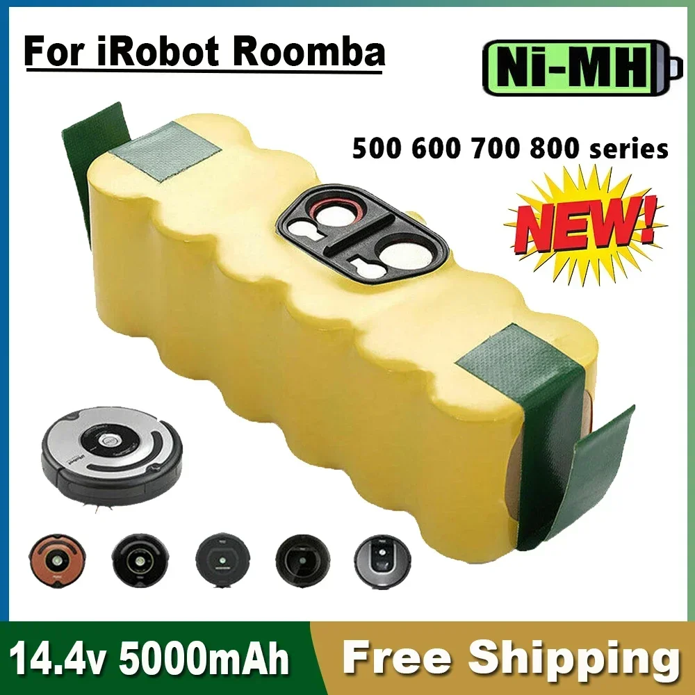 Фото Аккумулятор 14,4 В, 5000 мАч для iRobot 500 600 700 800 900 Аккумулятор для iRobot Roomba 620 650 770 780 580 Аккумуляторы для пылесоса №1
