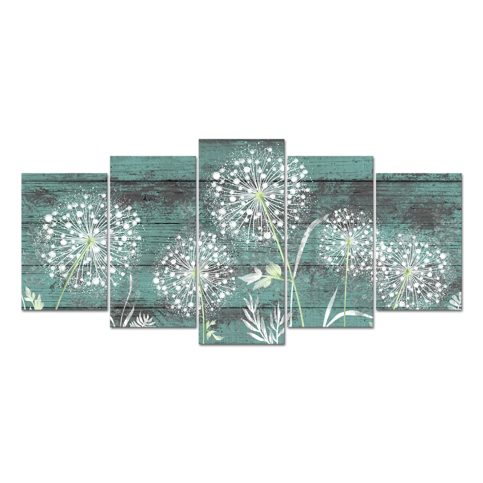 5 Pieces Dandelion Flowers Wall Art Poster Abstract Flowers Print Canvas Painting Modern Style Picture Living Room Home Decor  - buy with discount
