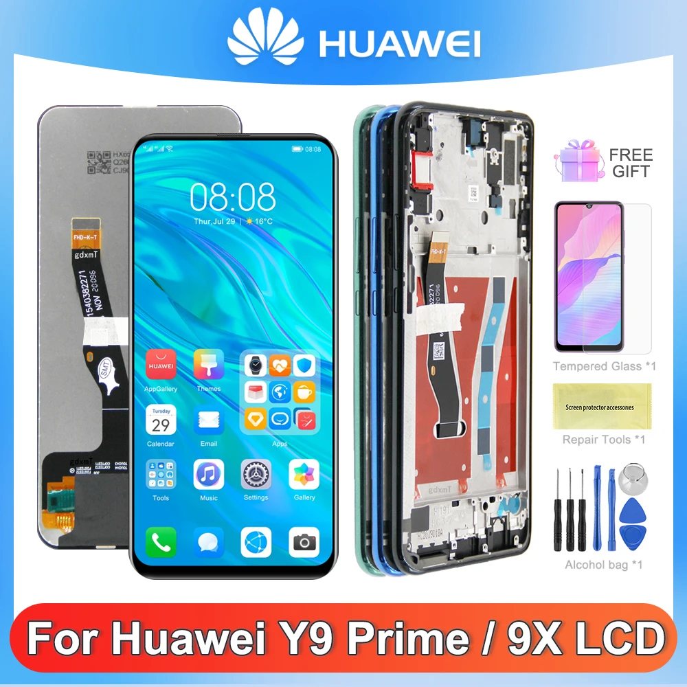 Y9 Prime 2019 LCD 6.5 "Display AMOLED per Huawei P Smart Z STK-LX1 10 finger LCD Touch Screen Digitizer sostituire Honor 9X (globale)