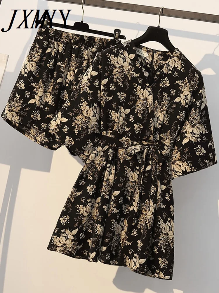 

JXMYY, Новинка лета 2022, шифоновая модная женская одежда, тонкое и элегантное платье, шорты, комплект из двух предметов