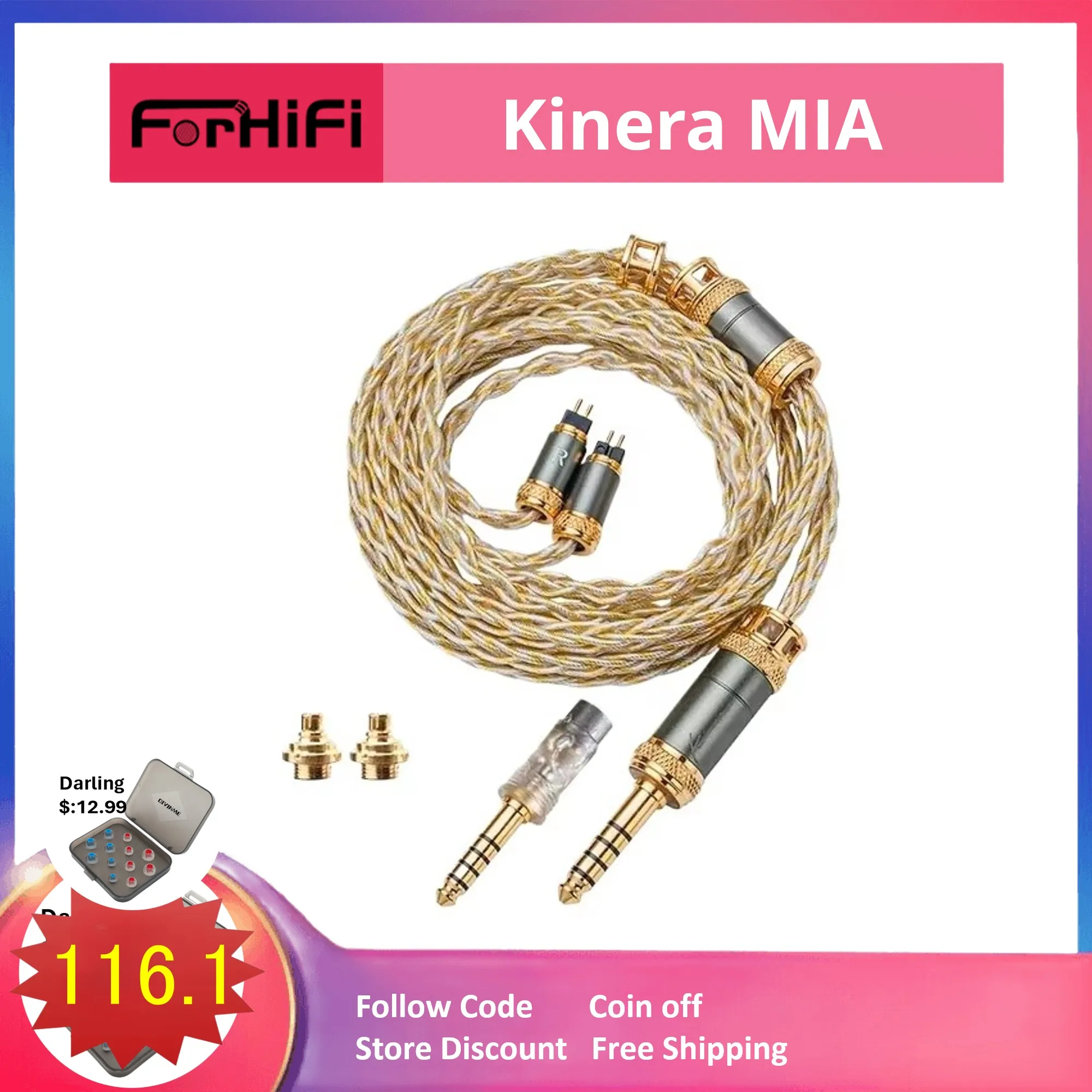 Кабель для наушников Kinera MIA 6N монокристаллический медный кабель обновления со