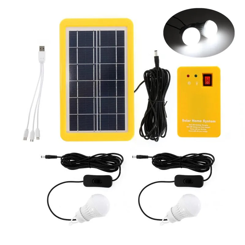 

Solar Panel Emergency Light Kit Outdoor Camping Travel Lighting with Bulbs USB Charging Cables for Mobile Phone MP4 Camera