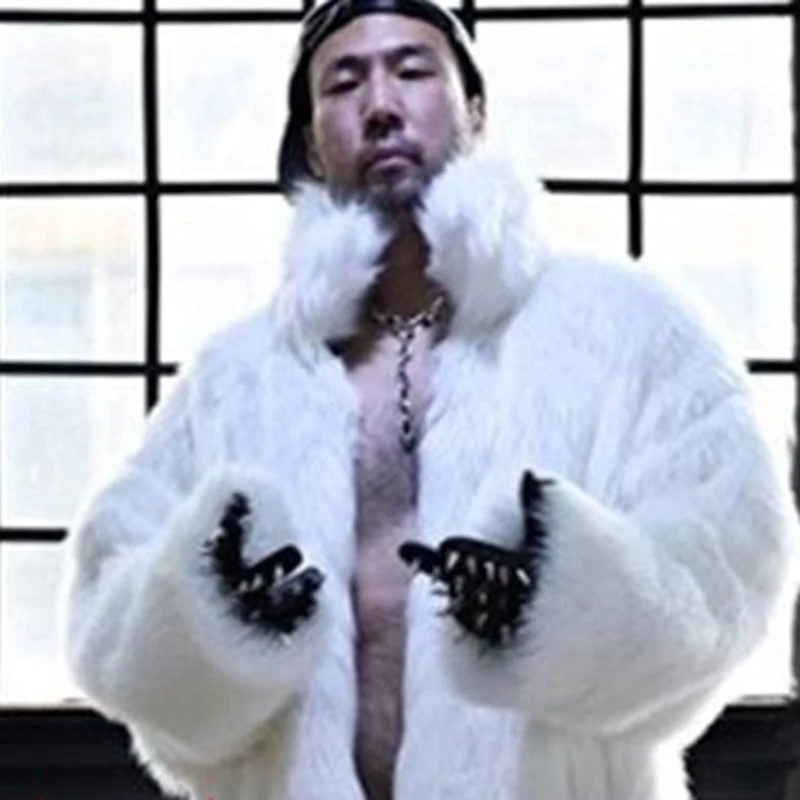 PFHQ мужские пальто из искусственного лисьего меха свободный воротник-стойка