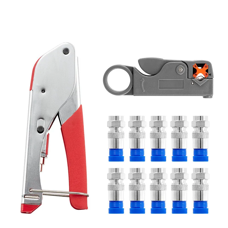 

Coaxial cable crimping tool set Squeezing forceps&Wire stripper For RG6 Coaxial Cable Crimper With Compression Connectors