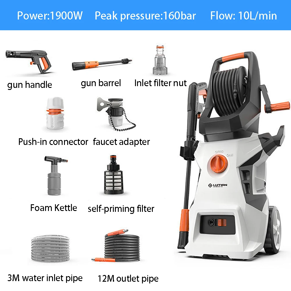 1900W Pressure Washer Car Washer High Pressure For Car Cleaning Garden Irrigation Agricultural Product Cleaning Etc