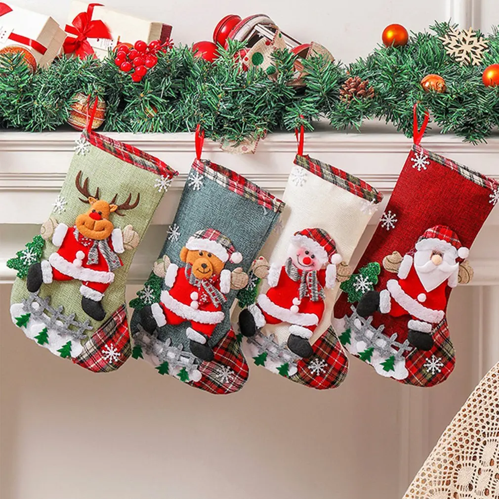 

Рождественские чулки, тканевые носки в виде Санта-Клауса, подарок для детей, сумка для конфет, снеговик, олень, карманные подвесные фотообои, новый год