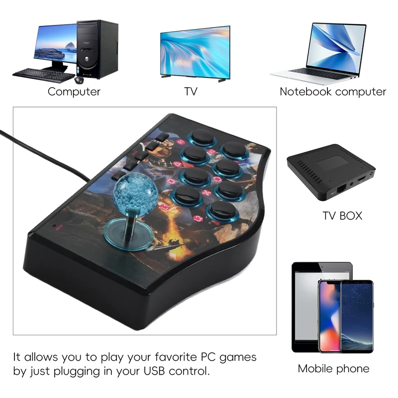 Ретро аркадный игровой контроллер-качалка USB-джойстик для Ps2/Ps3/Pc/Android Smart TV