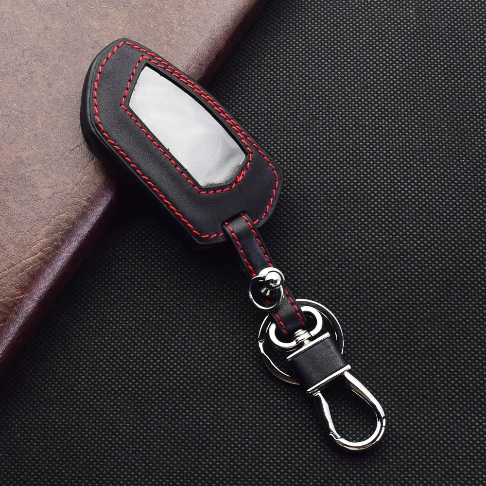 Leather Key Case Two Way Car Alarm LCD Remote Control Protector Cover For Pandora DX-90 D010 DX 90 91 6X 9X 90B 90BT 90L 42 Moto