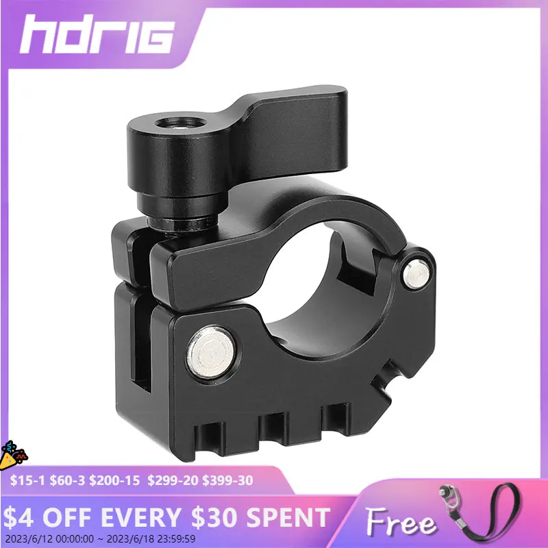 

HDRIG 19mm Rod Clamp with Anti-Twist 3/8"-16 and 1/4"-20 Female Mounts For Photography Accessories