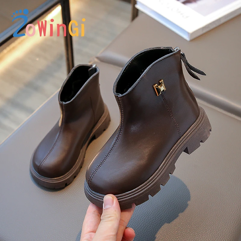 

Size 26-36 Children's Boots Girl Vintage Winter Boots for Children ZIP Close Children's Shoe for Girl Flexible botas para niños