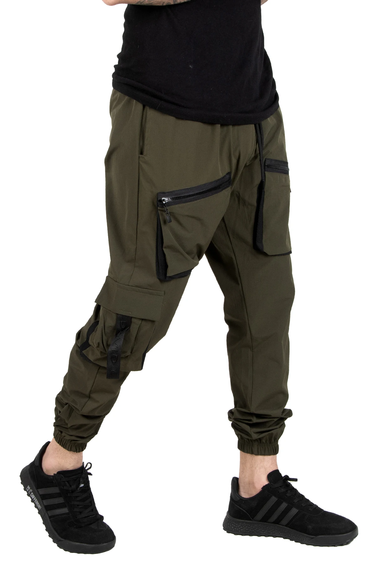 

DeepSEA side side zippered parachute fabric cargo pocket men's sweatpants 2200225
