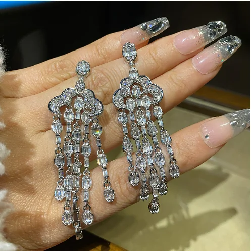 

2023 Women Cloud tassel chain cool design earrings