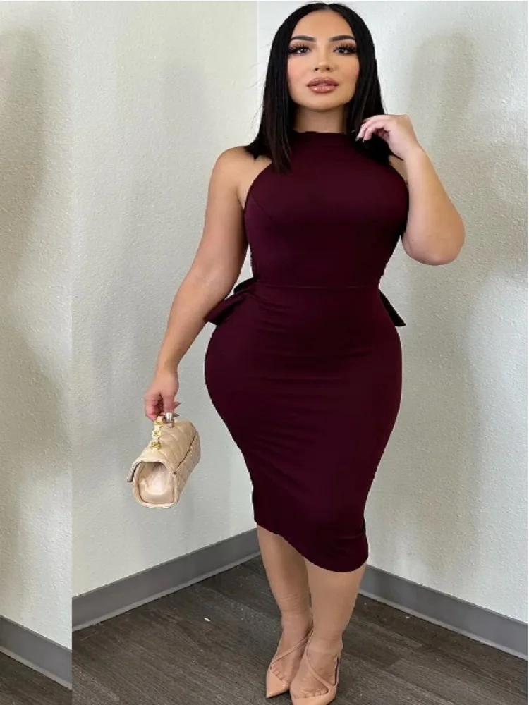 

Cutubly Women Backless Gown Sexy Sleeveless Split Cocktail Dresses 3D Flower Bodycon Halter Wrap Dress 2023 Party Lady Vestidos