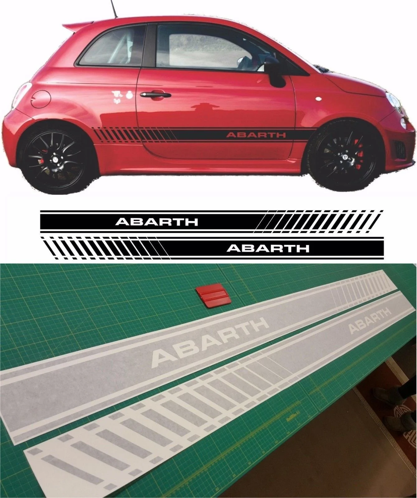 

Для 1 комплекта/2 шт. Fiat 500 595 abarth графические наклейки с боковыми полосками фотообои любого цвета Стайлинг автомобиля