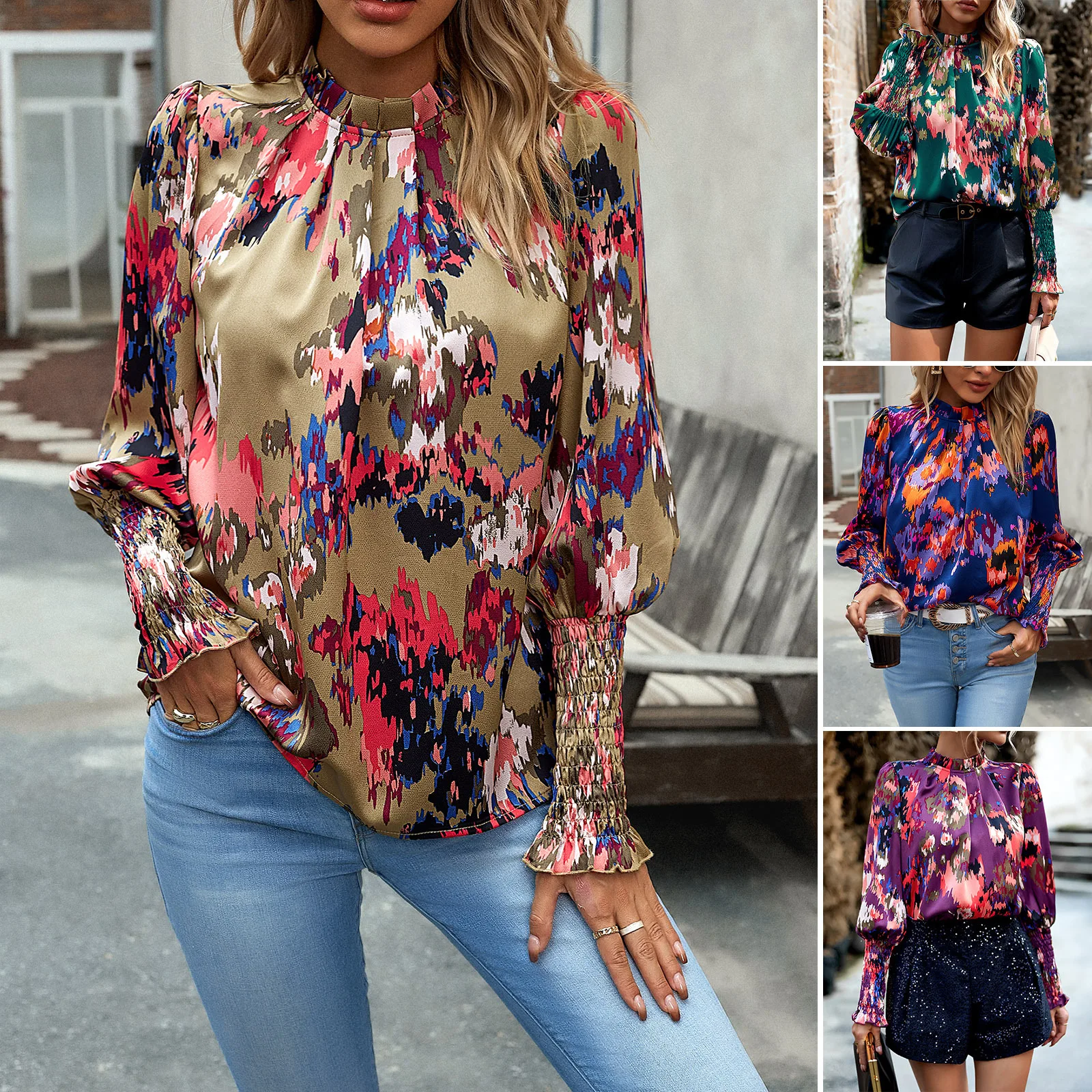 

Fall/Winter 2023 New Women's Printed Shirt Feminine Long-sleeved Top