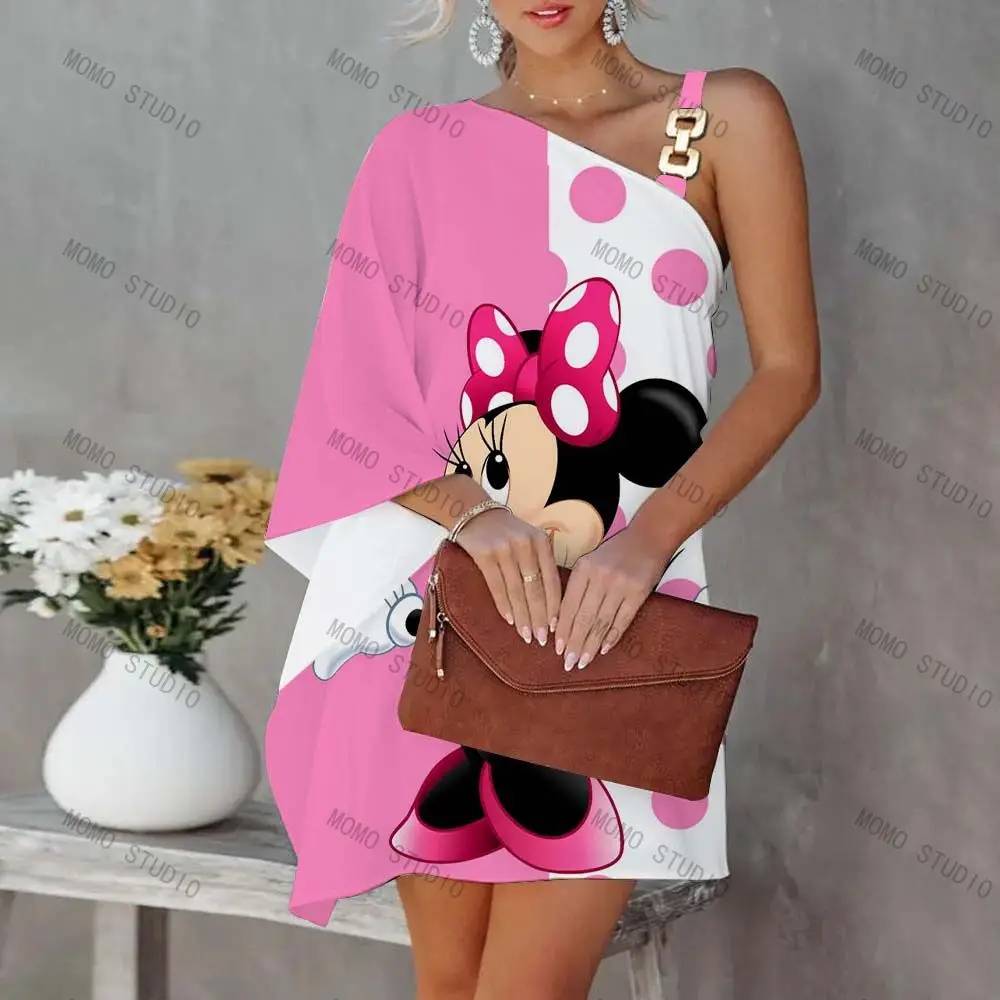 New Trendy HD Print Sexy Elegant Dresses for Women 2022 Woman Clothes Fashion Minnie Mouse Party Dress Y2k Disney Mickey Leisure