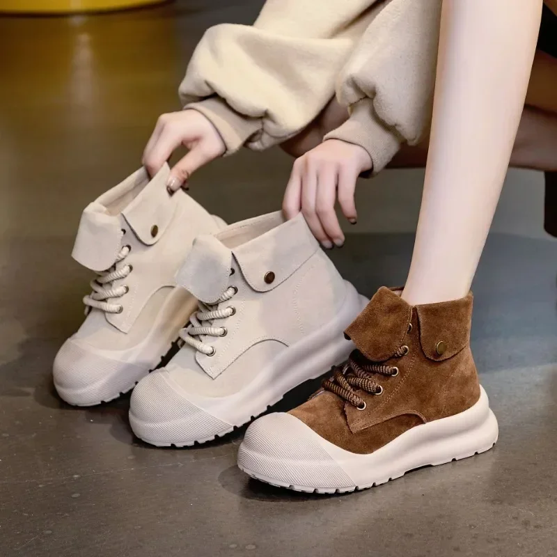 Женские ботильоны на платформе из коровьей замши толщиной 4 5 см повседневные