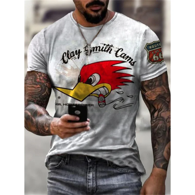 

Summer hot selling fashion handsome 3D printing men's wear 6 beer shield printing 2022 funny bird Street versatile T-shirt