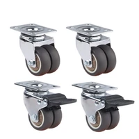 4pcs swivel casters wheels 1 5 2 heavy duty soft rubber roller furniture caster with brake for platform trolley