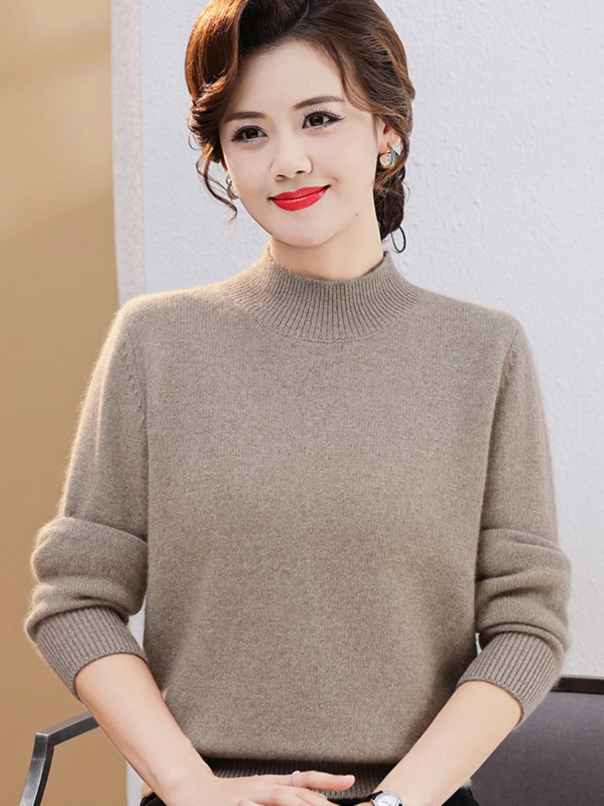 Женский кашемировый свитер Hengyuanxiang 00 из чистого кашемира для среднего и пожилого