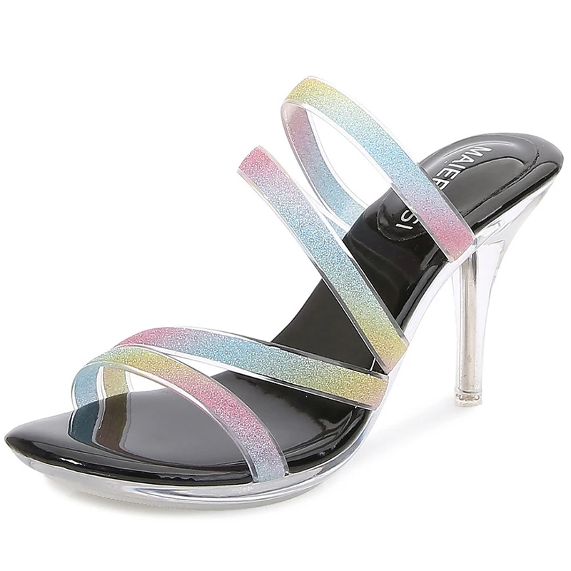 Women Sexy Slippers Transparent High Heel Sandals Women Stiletto Sexy  Crystal Heel Sandals And Slippers For Outer Wear | АлиЭкспресс