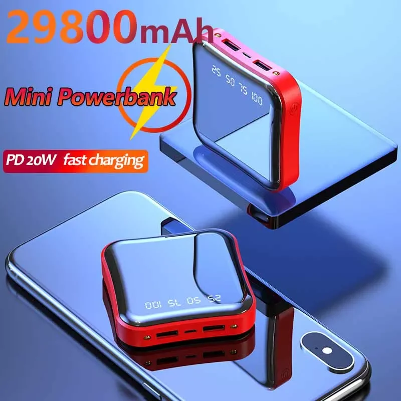 

2023New Portable Mini Large Capacity 29800mAh Power Bank Fast Charging with Digital Display Dual USB Ports External Battery For