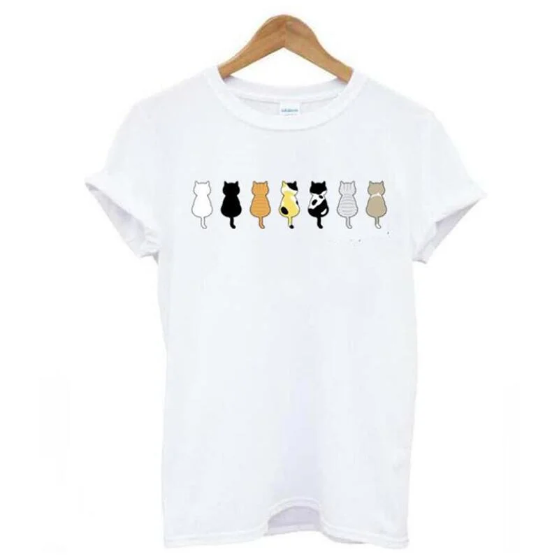 

Футболка женская с принтом милых кошек и домашних животных, хлопковый топ свободного кроя, Повседневная модная рубашка с коротким рукавом в...