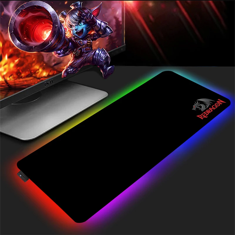 

Redragon Pc Gamer Accessories LED Large Mouse Pad Gaming RGB Desk Protector Mousepad Xxl Keyboard Mat Extended Mice Keyboards
