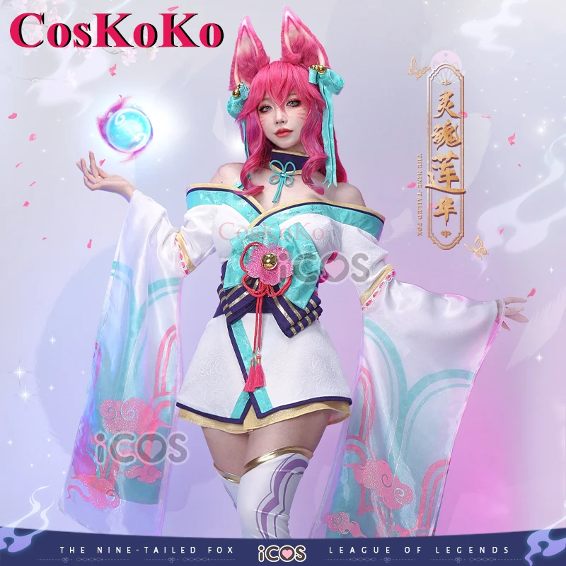 CosKoKo Ahri/девятихвостая лиса косплей игры LOL костюм душа Lianhua кожа Униформа на