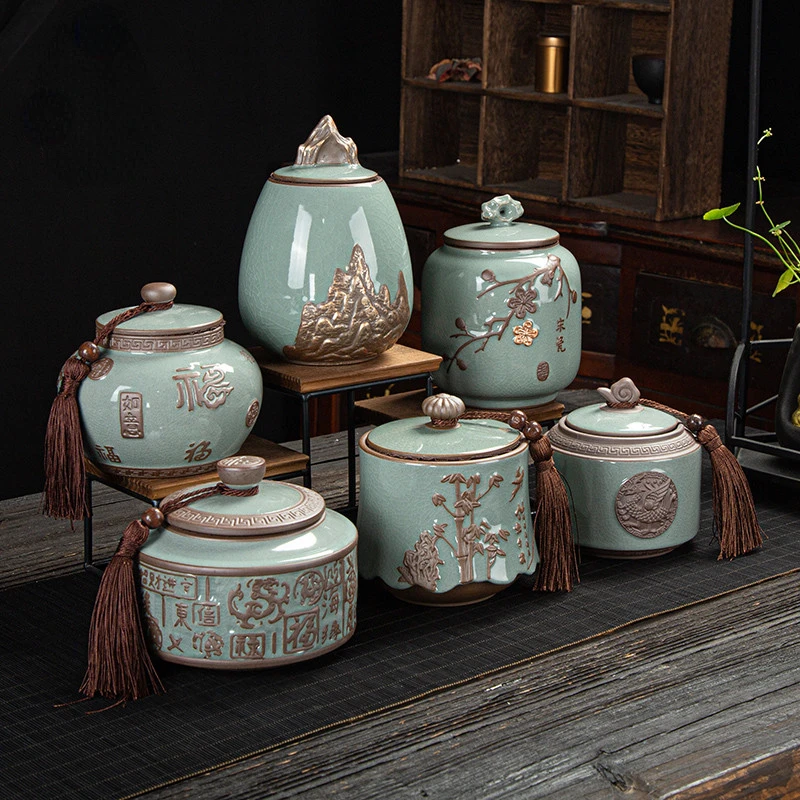 Банка для хранения чая кофе сахара набор упаковки керамическая банка винтажные