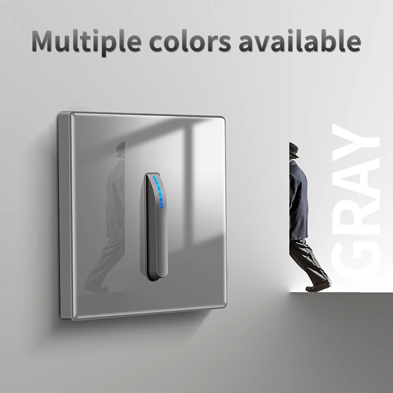 Серый настенный светильник из закаленного стекла Международный переключатель