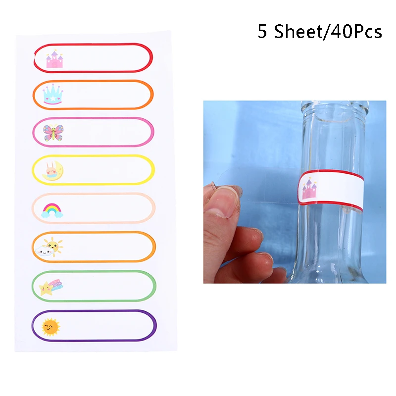 

5Sheets/40Pcs Baby Bottle Labels for Daycare, Cartoon Animal School Name Labels for Kids, Daycare Labels, Write-On Waterproof