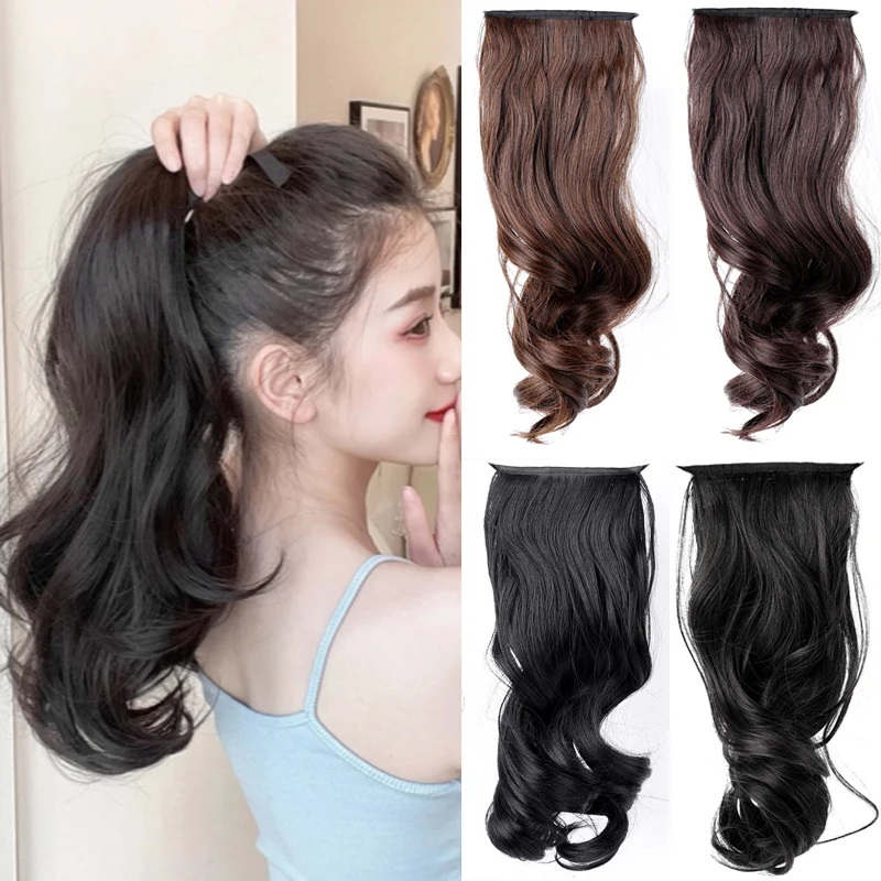 

Long Curl Black Ponytail Artificial Synthetic Tress Claw In Pony Hair Extension Heat-resistant Women's Natural False Hair Piece
