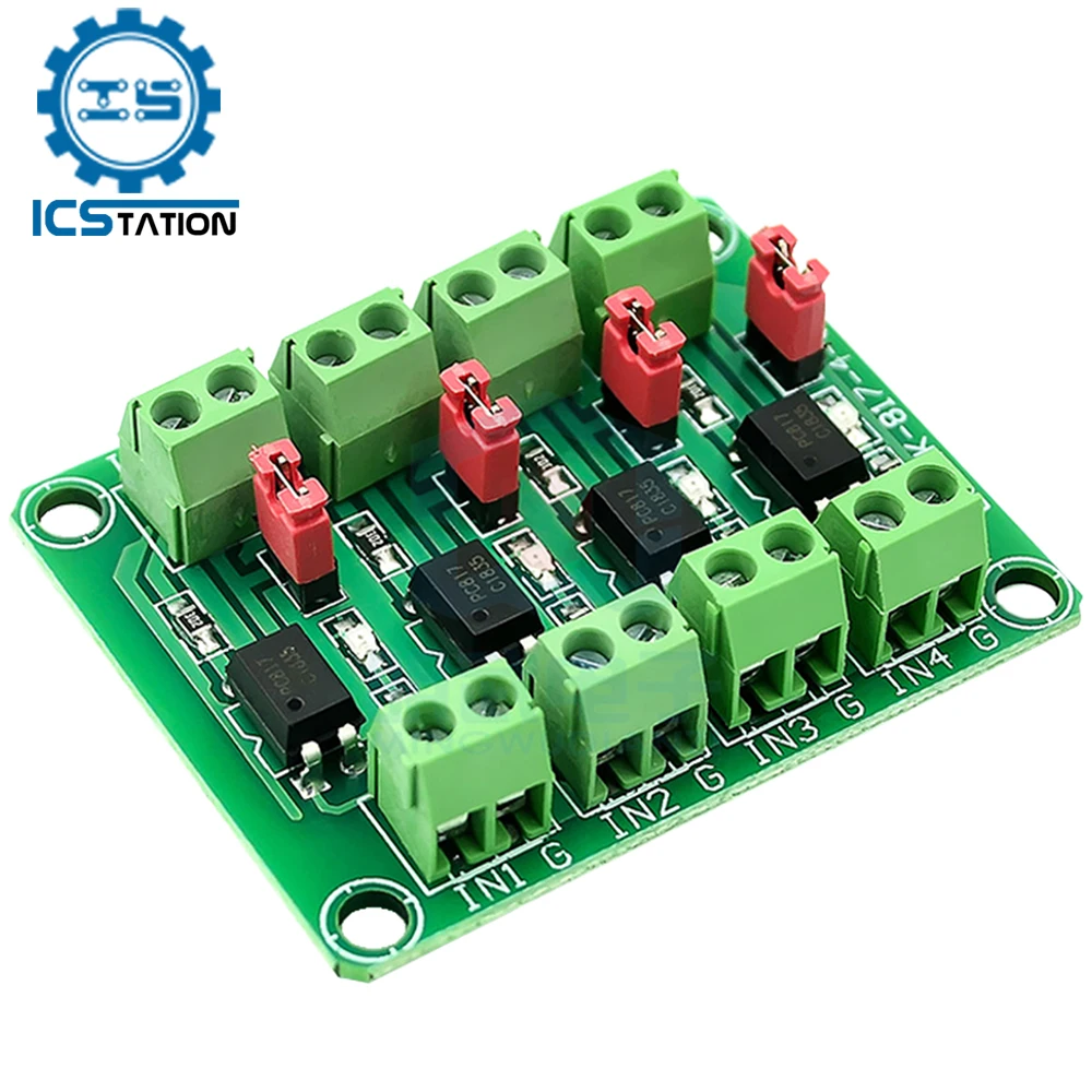 

4 Channel Optocoupler Isolation Board 817 Voltage Converter Control Transfer Driver Module Photoelectric Isolated Module 3.6-24V